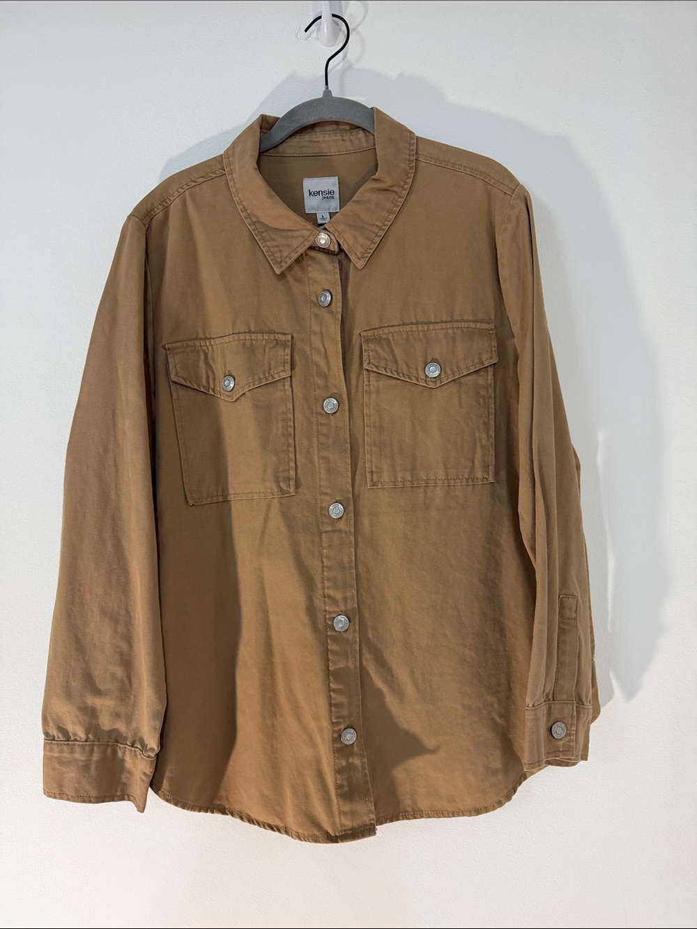 Kensie Men's Tan Button-Front Casual Workshirt